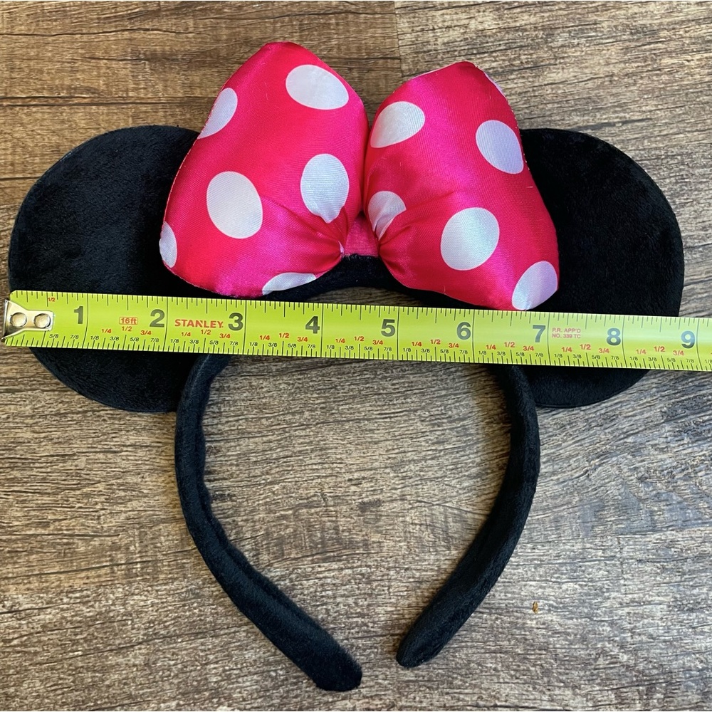 🥑2/$29~Disney Minnie Mouse Ears Pink/White Polka Dot Bow Headband~One Size - Picture 3 of 5